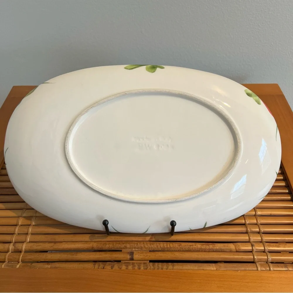 SOLD Vibrant Hand-Painted Ceramic Oval Platter 13", Red Tomatoes, Made in Italy - Picture 2 of 15